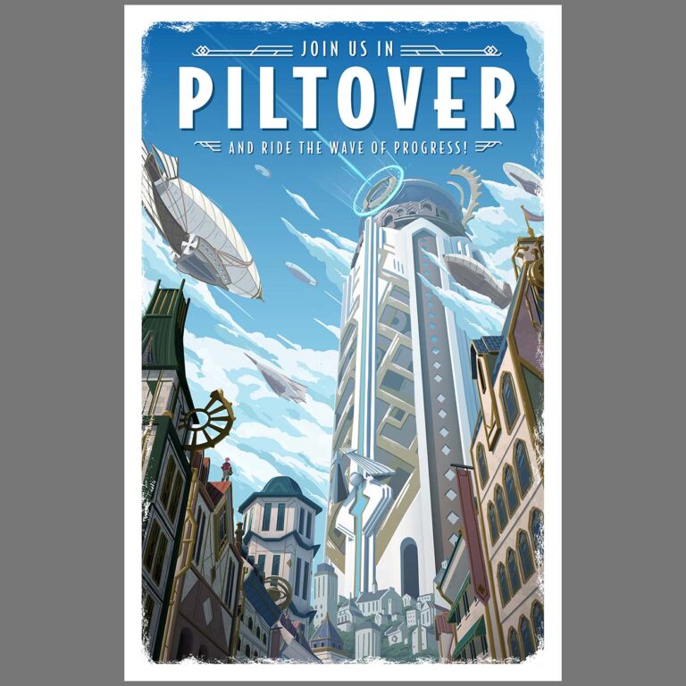 Piltover Arcane Lol Travel Poster Free Dlc Artwork