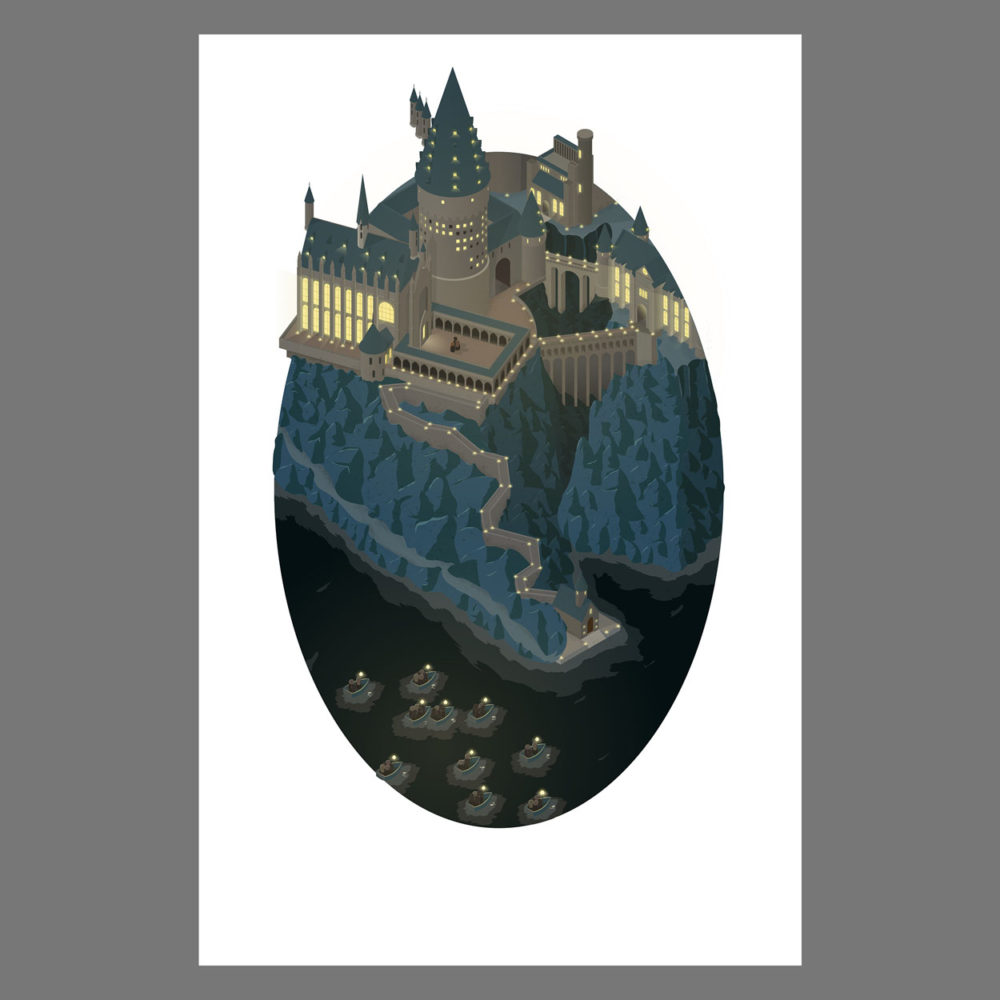 Solo listing image for Isometric Poster: Hogwarts